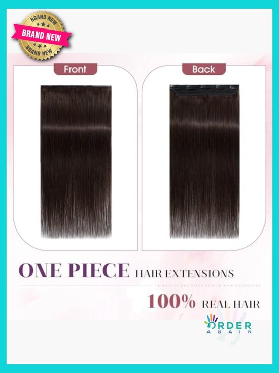 One Piece Clip In Hair Extensions 5 Clips Full Head Remy Human Hair Volume 24 main image 5